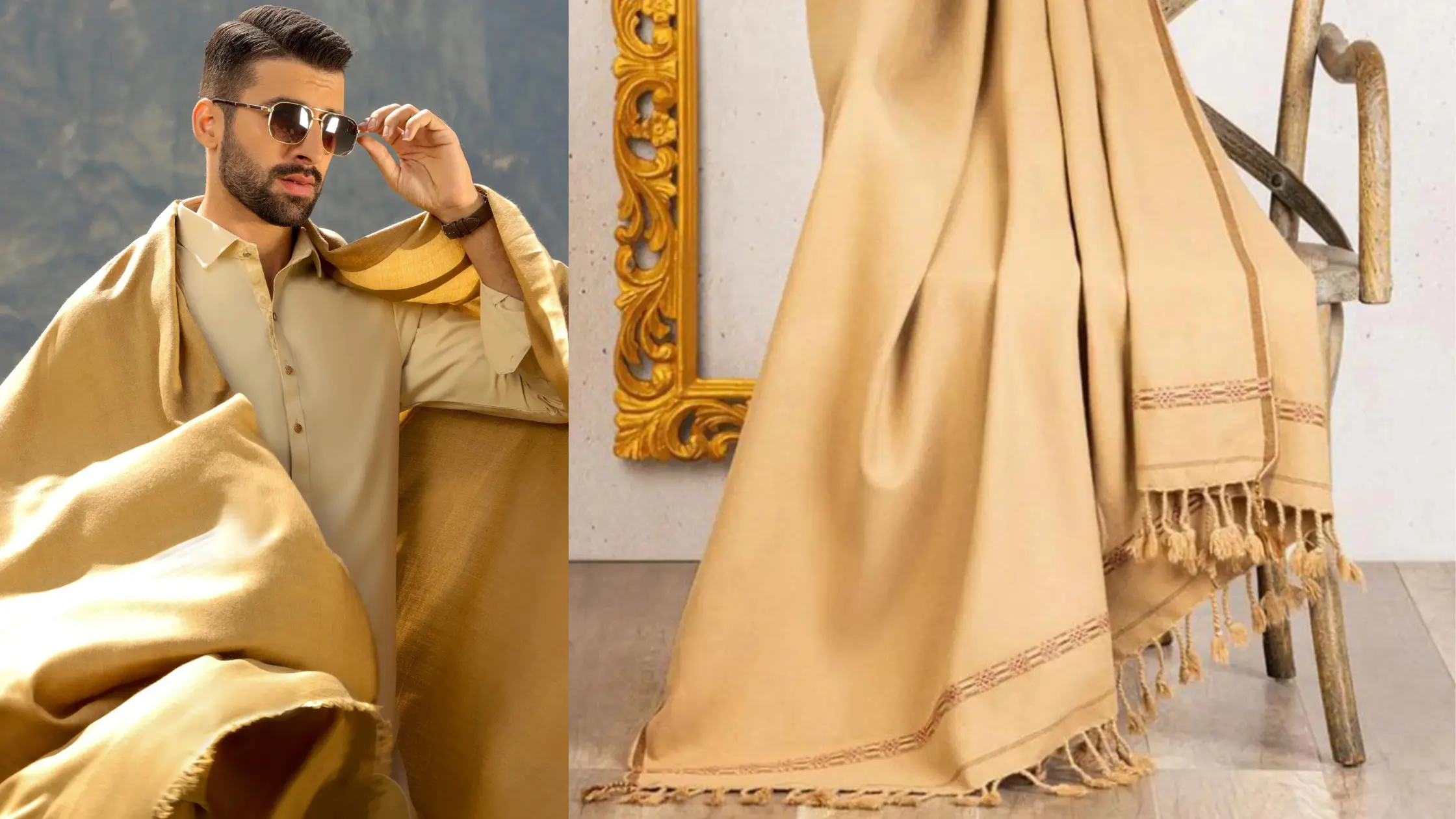 Pashmina wool shawl for men