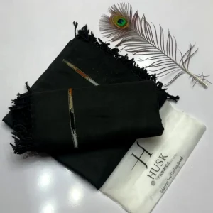 Black Pashmina wool shawl HUSK Fabrics