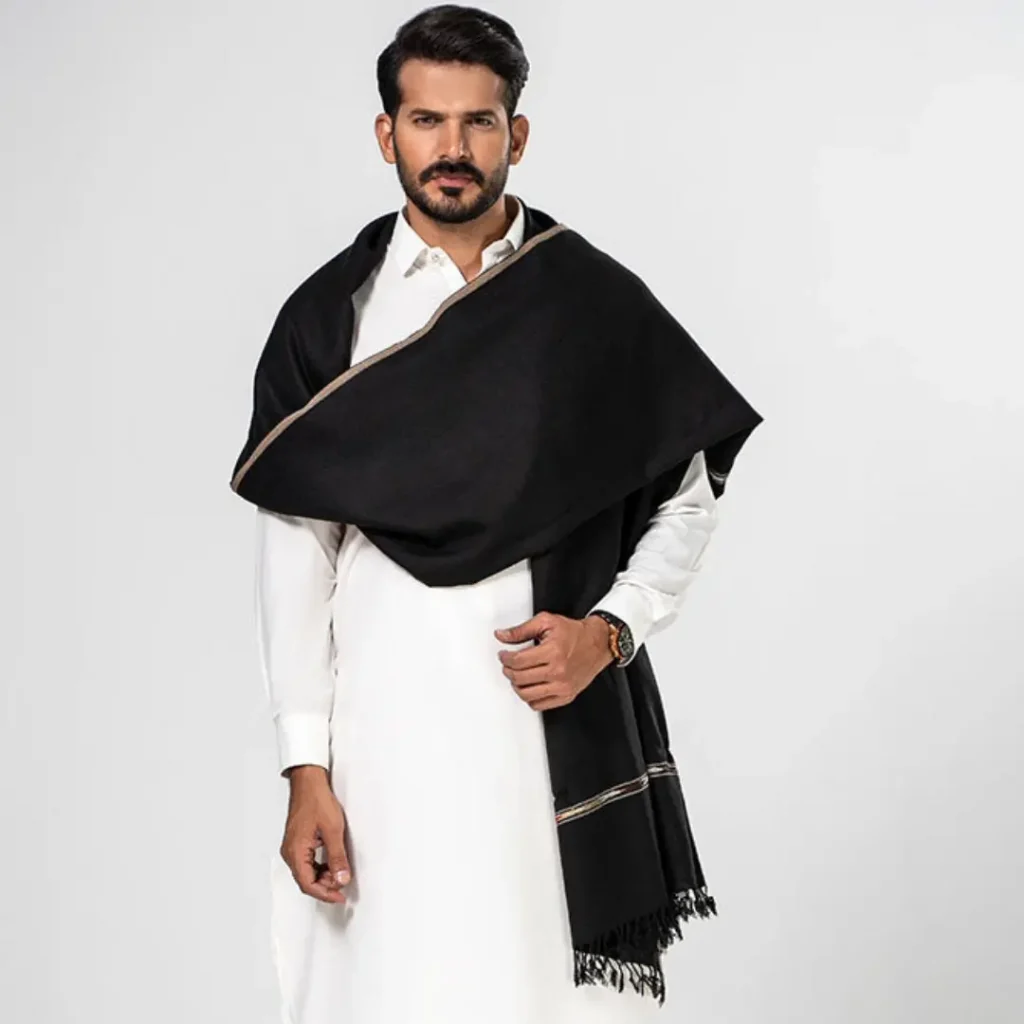 Black wool shawl for men